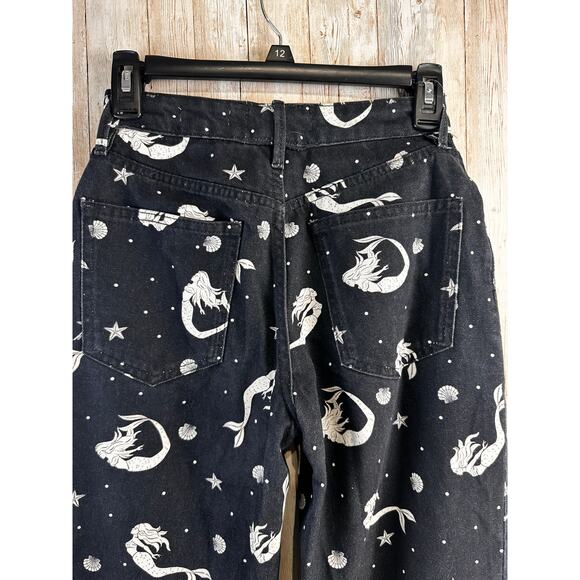 Zara Woman The Trevor Full Length Jeans 2 Black Mermaid Sea Shell Straight Leg‎ - Picture 5 of 11